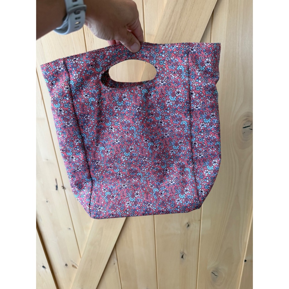 Pink Floral Insulated Lunch Tote Bag Zippered Thermal Cooler Bag - Picture 11 of 12